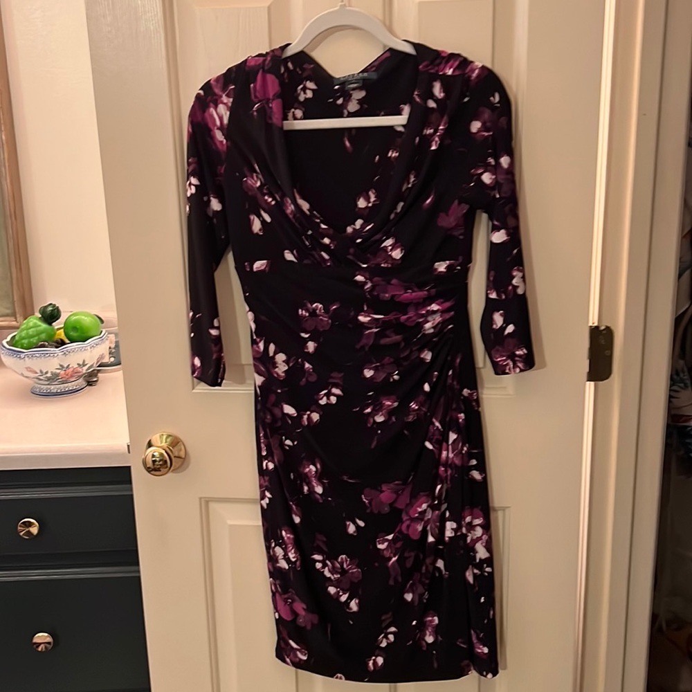 Faux-wrap Front, Body-Skimming Jersey Dress